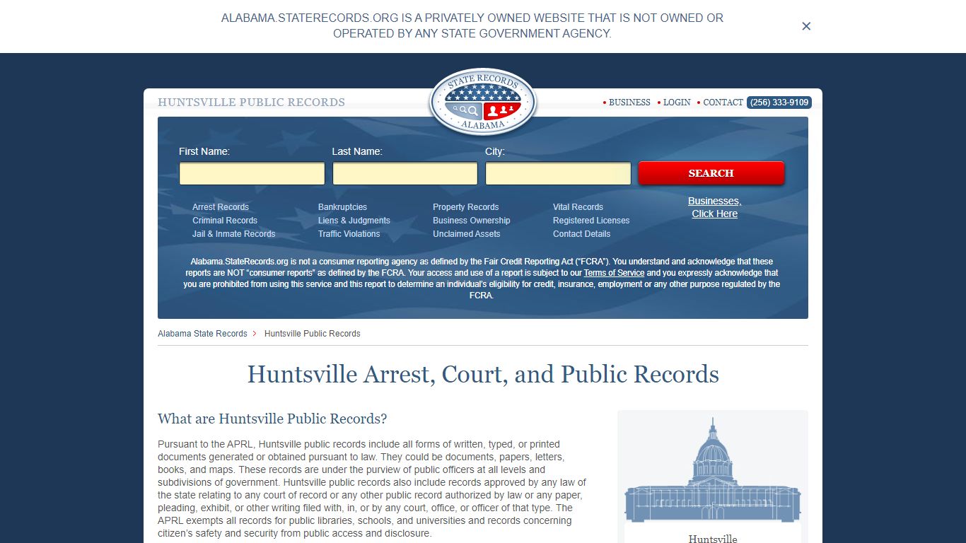 Huntsville Arrest and Public Records | Alabama.StateRecords.org